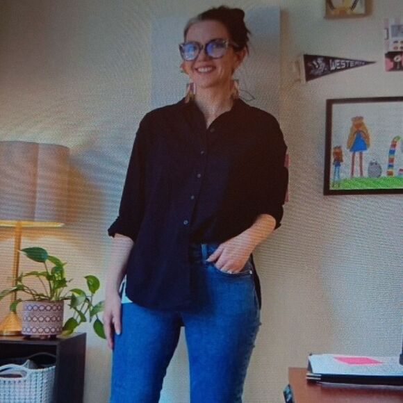 A New Day Classic Button Down Long Sleeve Shirt in Black XL New With Tags - Picture 4 of 8